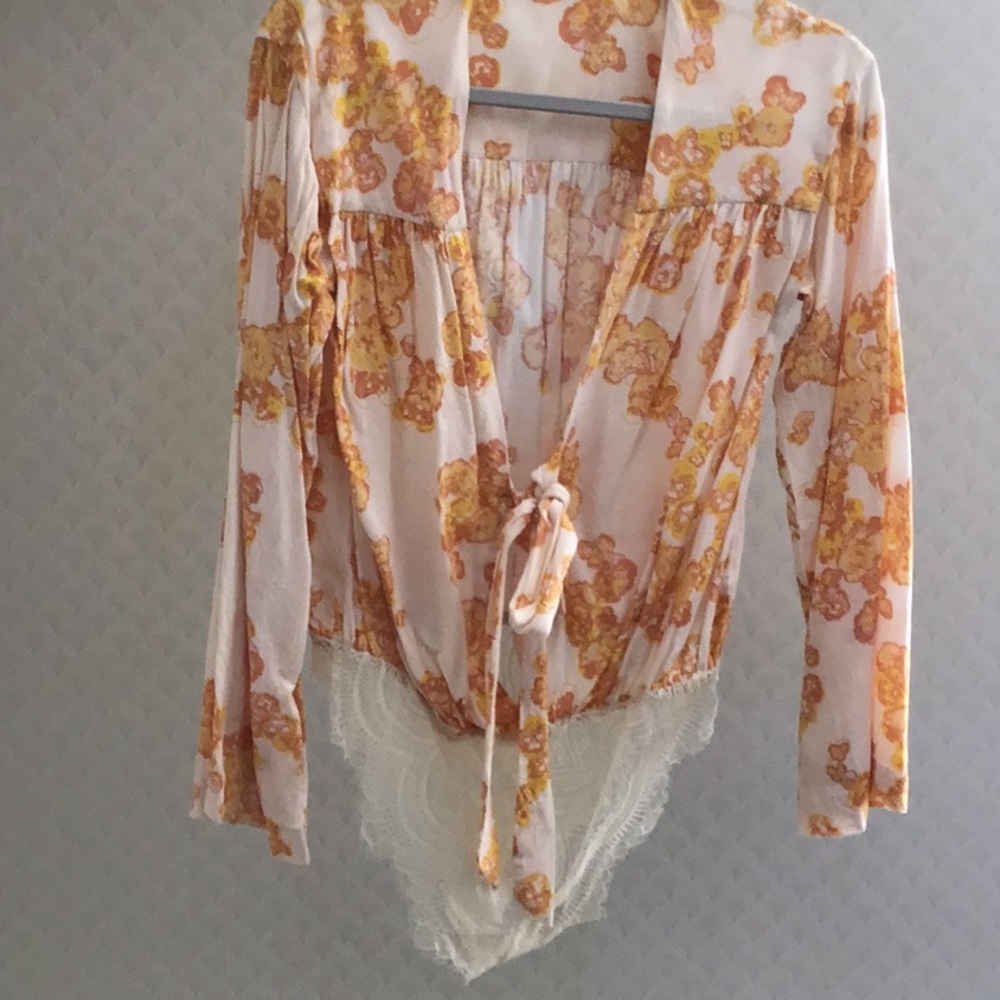 Free people body suit sexy new lace plunging neckline